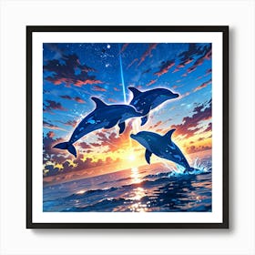 Dolphins In The Ocean 2 Art Print