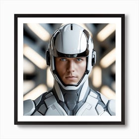 3d Dslr Photography, Model Shot, Man In Future Wearing Futuristic Suit, Digital Helmet Beautiful Detailed Eyes, Professional Award Winning Portrait Photography, Zeiss 150mm F 2 1 Art Print