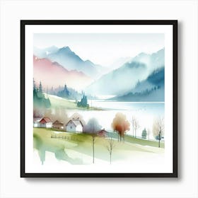 Watercolor Landscape Painting 37 Art Print