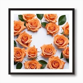 Orange Roses In A Circle Art Print