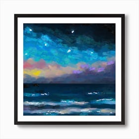 Dawn over the ocean Art Print