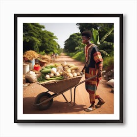 Man With A Wheelbarrow Art Print