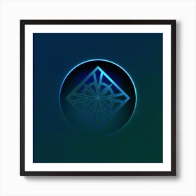 Geometric Neon Glyph on Jewel Tone Triangle Pattern 153 Art Print