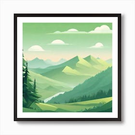 Misty mountains background in green tone 106 Art Print