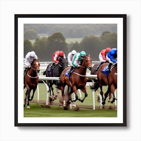 Jockeys Racing Horses 14 Art Print