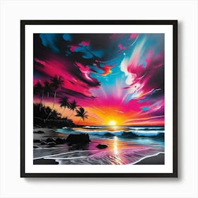 Sunset At The Beach 36 Art Print