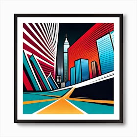 New York City Canvas Art, Colorful Street, Abstract Art, Digital Art Print, Funky Street Design Art Print