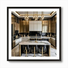 Gold And Black Kitchen Art Print