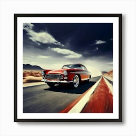 Road Street Fast Transport Speed Auto Wheel Drive Red White Vehicle Car Transportation (1) 2 Art Print