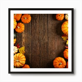 Assortment Of Vibrant Autumn Gourds And Pumpkins Thanksgiving Themed Scattered Artistically Across (6) Art Print