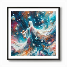 Tthe Guardian Angel And The Child Creative Float Color Paint Art Print