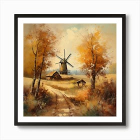 Vintage Oil Painting, Farmhouse Wall Decorations, Vintage Landscape, Printable Wall Art, Vintage Landscape Oil Painting.
19Windmills. Art Print