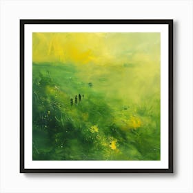 Abstract Painting, Acrylic On Canvas, Green Color 1 Art Print