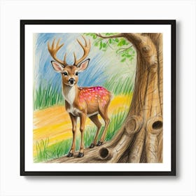 Deer In The Woods 103 Art Print