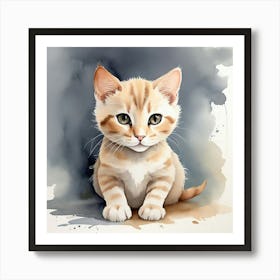 Watercolor Kitten Painting Art Print