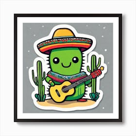 Cactus With Guitar 21 Art Print