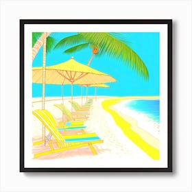Beach Chairs And Umbrellas Art Print