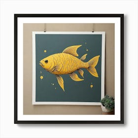 Fish Print Yellow Mustard Art Print 0 Art Print