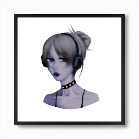 Sexy Girl With Headphones Art Print