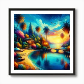 Sunset On The Beach 30 Art Print