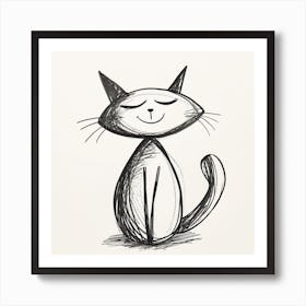 Cat With Closed Eyes Art Print