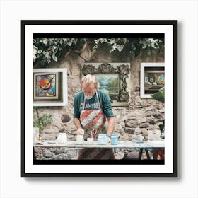 Man Working At A Table Art Print