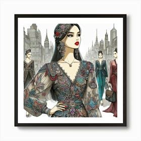 Chinese Fashion Art Print