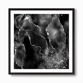 Black Glitter Agate Texture 08 Art Print