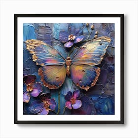 Butterfly On Purple Flowers Art Print