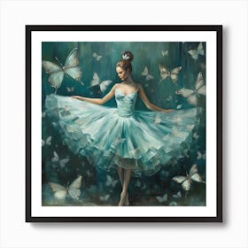 Ballet Dancer With Butterflies Art Print