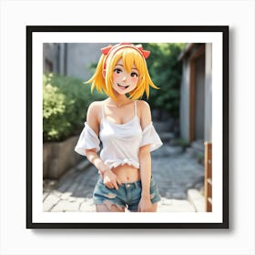 Anime Girl In Shorts 5 Art Print