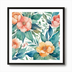 Watercolor Floral Pattern 3 Art Print