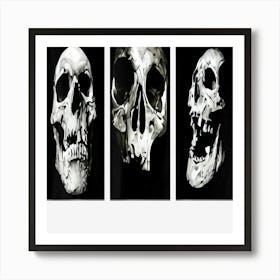 3 Skulls Funny Horror X Ray Halloween Skeleton Shirt Men 1 Art Print