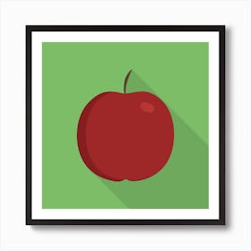 Red Apple Icon In Flat Long Shadow Design 1 Art Print