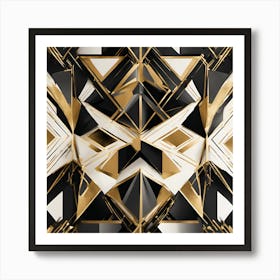 Abstract Gold And Black Geometric Pattern Art Print