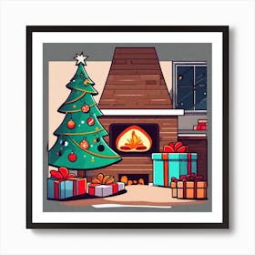 Christmas Tree And Presents 8 Art Print