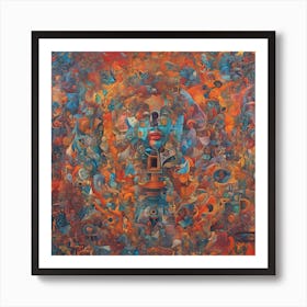 Abstract Painting, Oil On Canvas, multicoleur Art Print