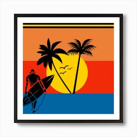 Surfer With Surfboard Art Print