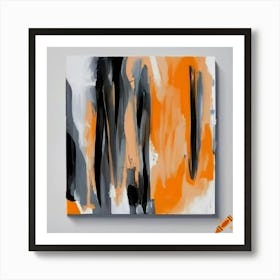  Abstract Cubist Knife Painting In 3 Black Strokes On White Background In Picasso Styl Art Print