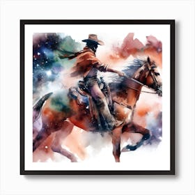 Watercolor Cowboy Painting Art Print