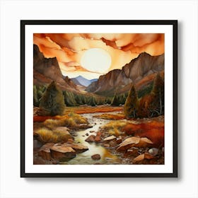 Watercolor Landscape Spiritual Abstraction Earthy Tones Art Print