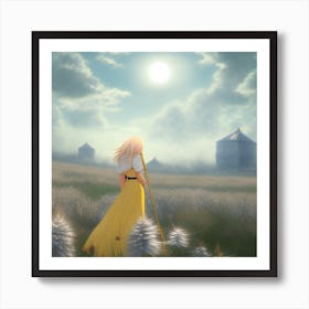 Girl In A Yellow Dress Art Print