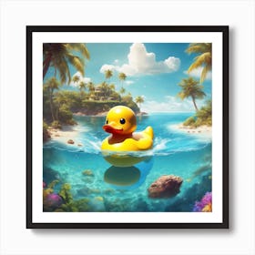 Rubber Duck In The Ocean Art Print