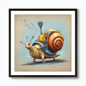 Snail On A Bike 4 Art Print