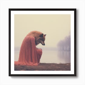 Wolf In Pink Dress Art Print