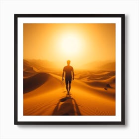 Man Walking In The Desert Art Print