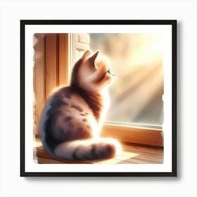 Cat Looking Out The Window Art Print