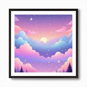 Sky With Twinkling Stars In Pastel Colors Square Composition 159 Art Print