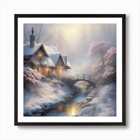 Vintage Winters Day Landscape Art Print