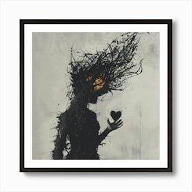 Woman Holding A Heart Art Print